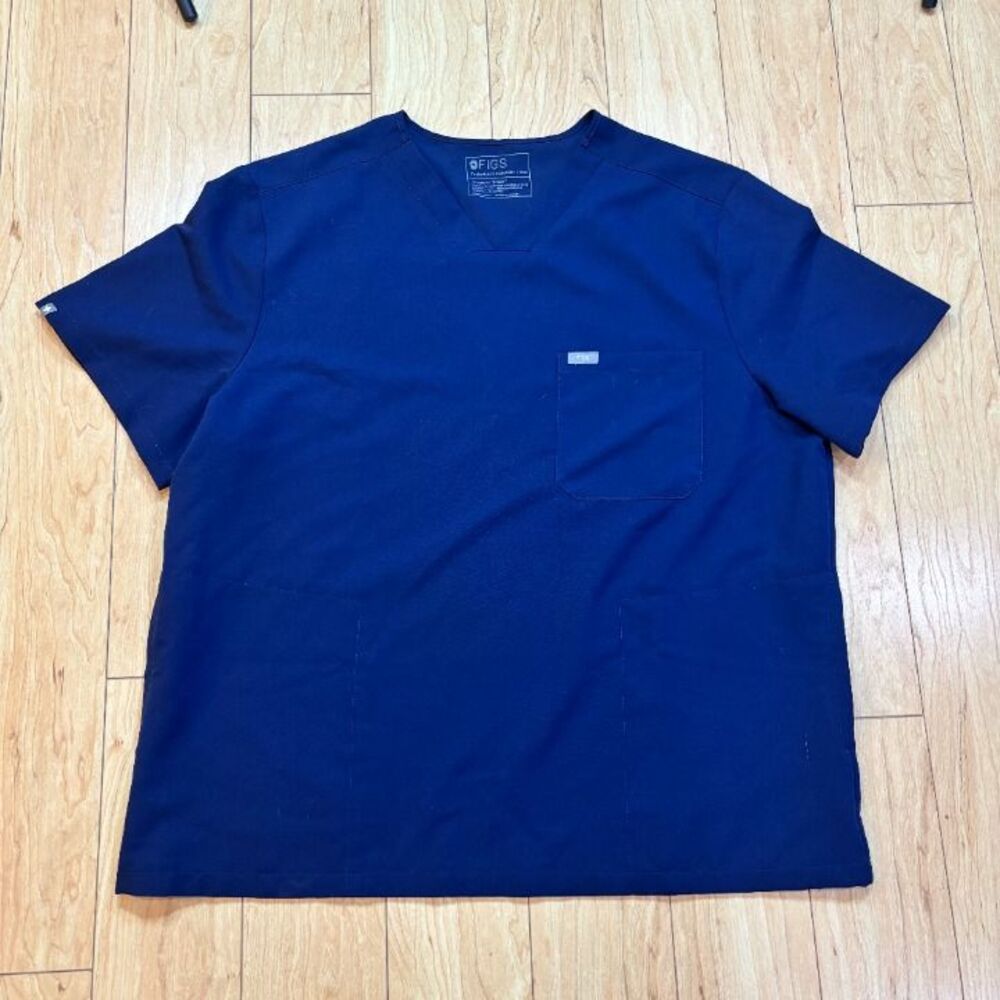 Figs Chisec Three Pocket Scrub Shirt Navy Blue V Neck Men’s Size XXL 1000201